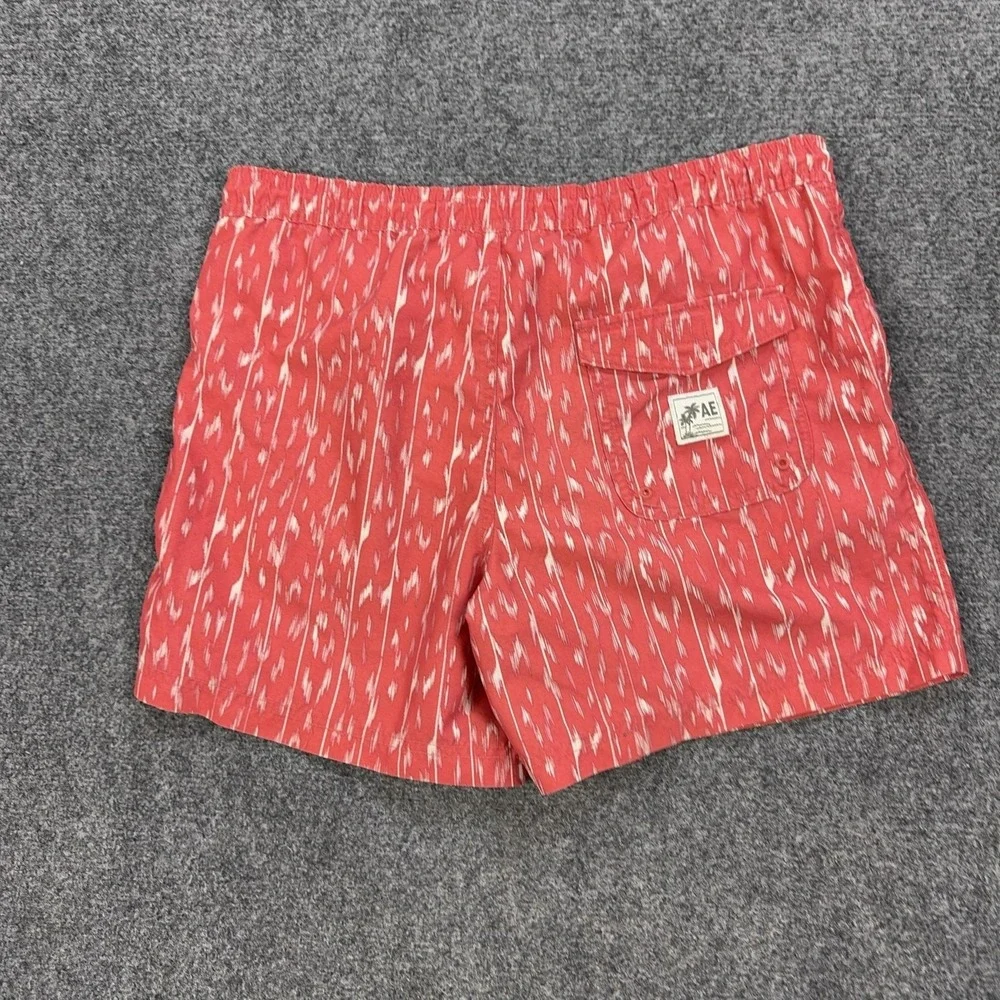 American Eagle Outfitters Swim Trunks Mens Small Red Ikat Mesh Lined Drawstring